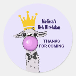 Llama Illustration Birthday Tack Runt Klistermärke