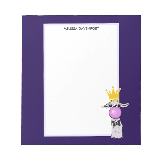 Llama Illustration Blowing a Rosa Bubble Anteckningsblock (Framsida)