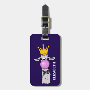 Llama Illustration Blowing a Rosa Bubble Bagagebricka