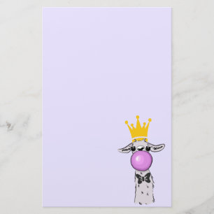 Llama Illustration Blowing a Rosa Bubble Brevpapper