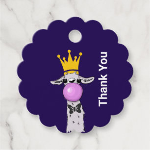 Llama Illustration Blowing a Rosa Bubble Gåvor Etiketter