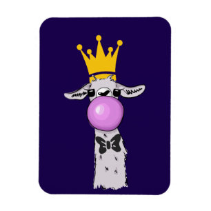 Llama Illustration Blowing a Rosa Bubble Magnet