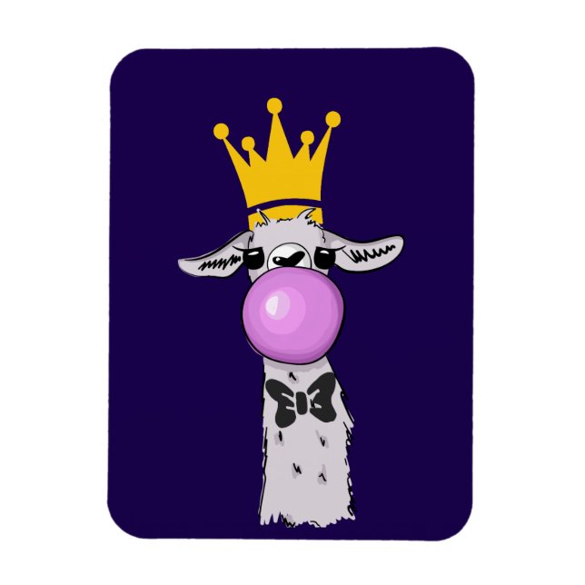 Llama Illustration Blowing a Rosa Bubble Magnet (Vertikal)