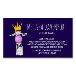 Llama Illustration Blowing a Rosa Bubble Magnetiska Visitkort