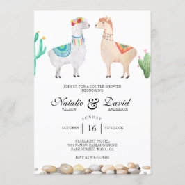 Llama Illustration Teal Couple Shower-inbjudan Inbjudningar