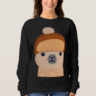 Llama in Winter Hat Cute Character T Shirt