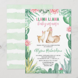 Llama-inbjudan till babydusch-flicka, baby mamma inbjudningar