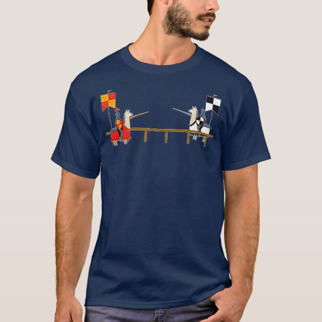 Llama Jousting Funny Medieval Knight Lance T Shirt (Framsida)