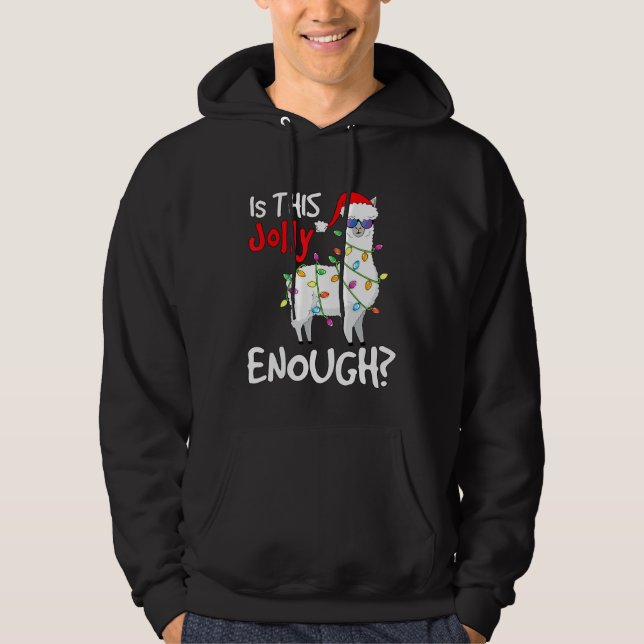 Llama jul  Är detta glada nog lama Hoodie (Framsida)