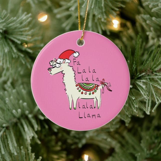 Llama jul Kids Cute Funny Julgransprydnad Keramik (Träd)