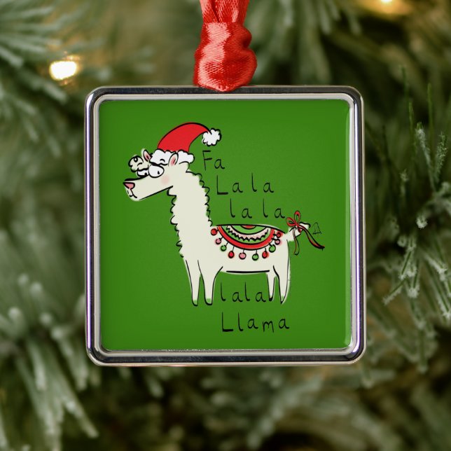 Llama jul Kids Cute Funny Julgransprydnad Metall (Träd)