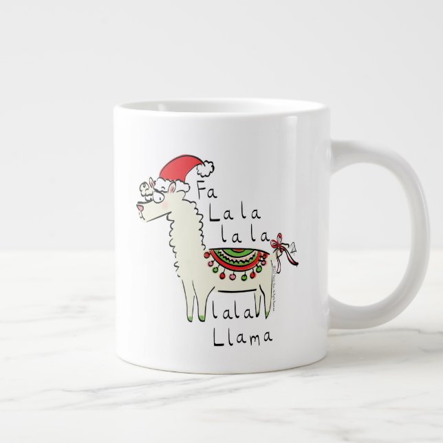 Llama jul Kids Cute Funny Jumbo Mugg (Höger)