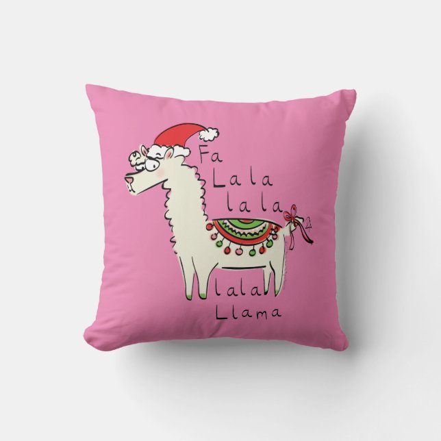 Llama jul Kids Cute Funny Kudde (Framsida)