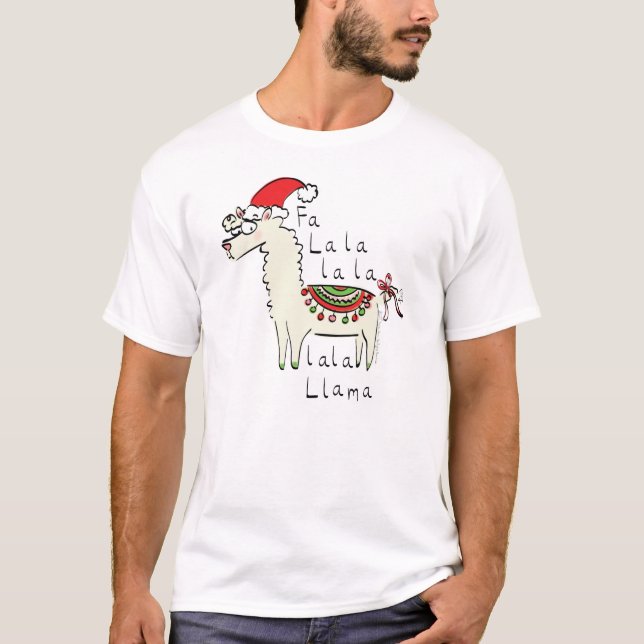 Llama jul Kids Cute Funny T Shirt (Framsida)