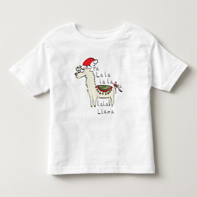 Llama jul Kids Cute Funny T Shirt (Framsida)