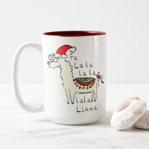 Llama jul Kids Cute Funny Två-Tonad Mugg