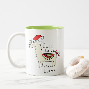 Llama jul Kids Cute Funny Två-Tonad Mugg