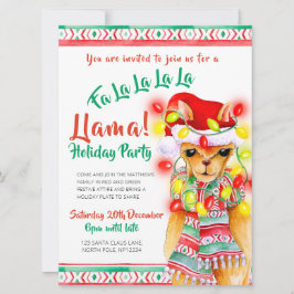 Llama jul party inbjudningar