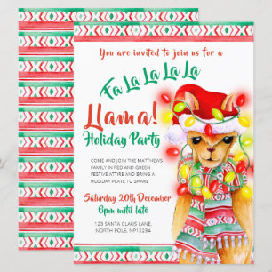 Llama jul party inbjudningar
