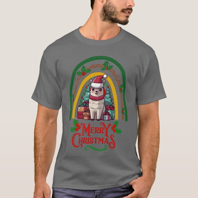 Llama jul roligt t shirt (Framsida)