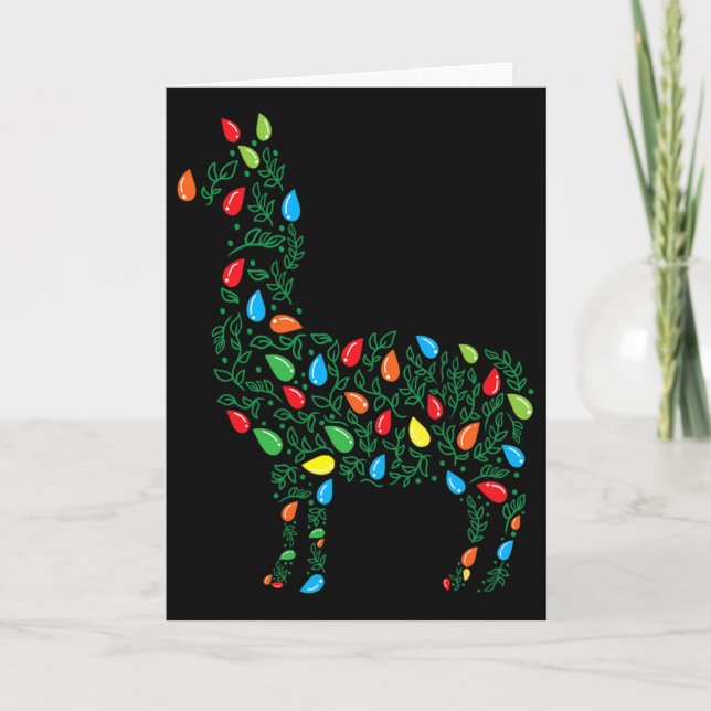 Llama julbelysning robusta djur älskare alpaca kort (Framsida)