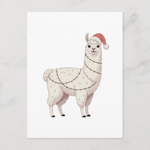 Llama julbelysning robusta djur älskare alpaca meddelande vykort