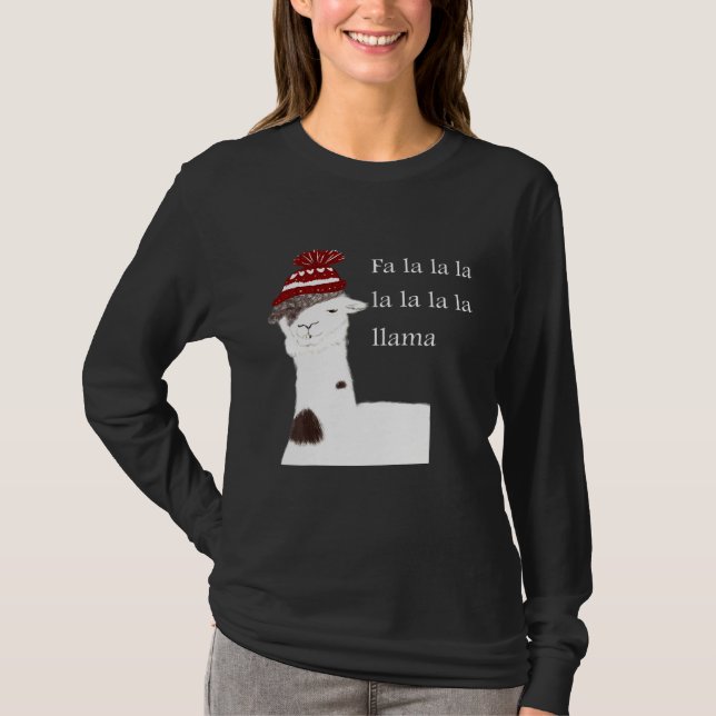 Llama juldesign Fa La Llama T Shirt (Framsida)