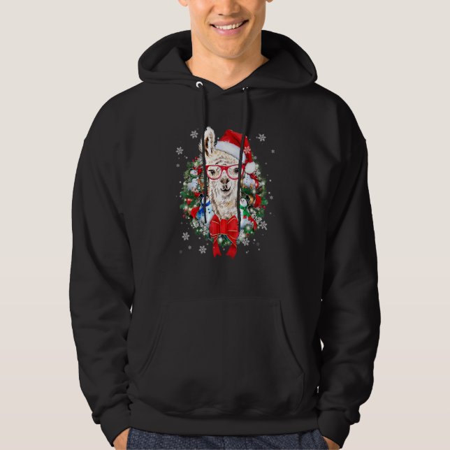 Llama-julfransens andedräkt Ornament Dekoration Ju Hoodie (Framsida)