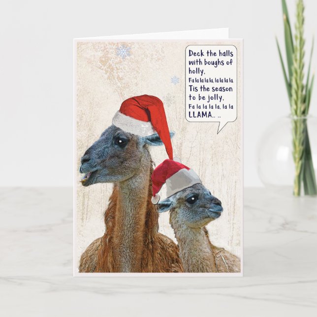 Llama-julhälsningskortet Deck'Halls Helgkort (Framsida)