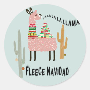 Llama julklappen Ull Navidad Runt Klistermärke
