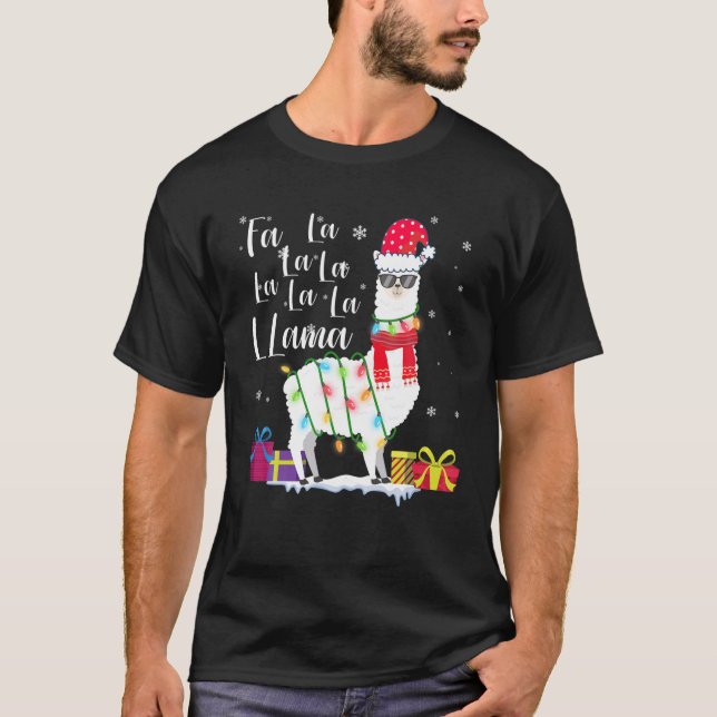 Llama Julsötare Fa La Lama Funny X-Mas T Shirt (Framsida)