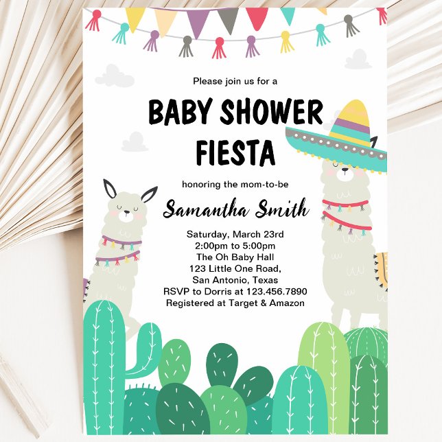Llama Kactus Baby Shower Inbjudningar (Skapare uppladdad)