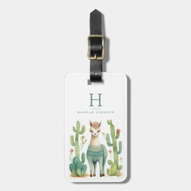 Llama Kactus Bagagebrickor (Vertikal Framsida)