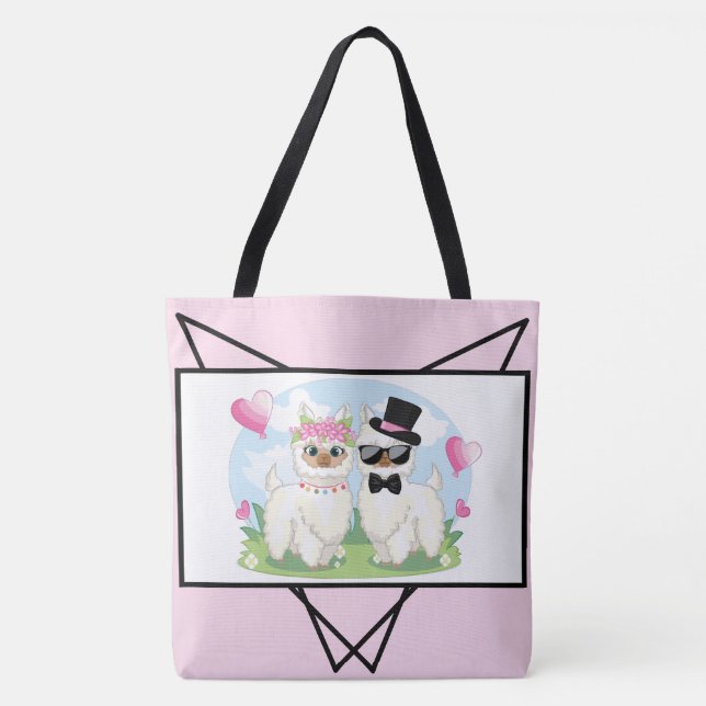 Llama Kärlek Cute Llama par tote Bag Tygkasse (Framsida)