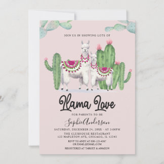 Llama Kärlek Fiesta Cactus mexican Baby Shower Inbjudningar