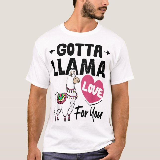 Llama Kärlek för din fantastiska Alla hjärtans dag T Shirt (Framsida)
