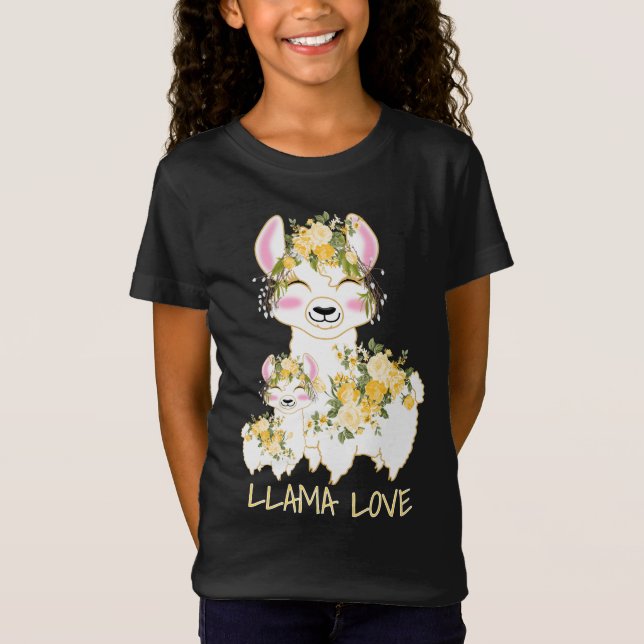 Llama Kärlek - Gult T Shirt (Framsida)