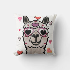 Llama Kärlek Hearts Valentine Kudde
