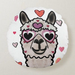 Llama Kärlek Hearts Valentines Dekorativ kudde