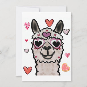 Llama Kärlek Hearts Valentines tackkort Anteckningskort