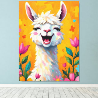 Llama Kärlek i Bloom Canvastryck