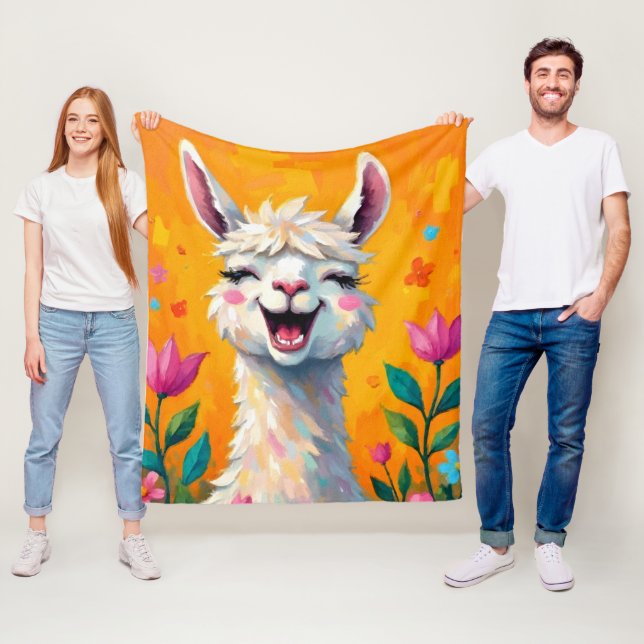 Llama Kärlek i Bloom Fleecefilt (På plats)