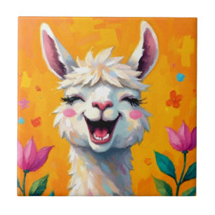 Llama Kärlek i Bloom Kakelplatta