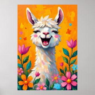 Llama Kärlek i Bloom Poster