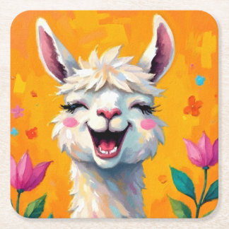 Llama Kärlek i Bloom Underlägg Papper Kvadrat