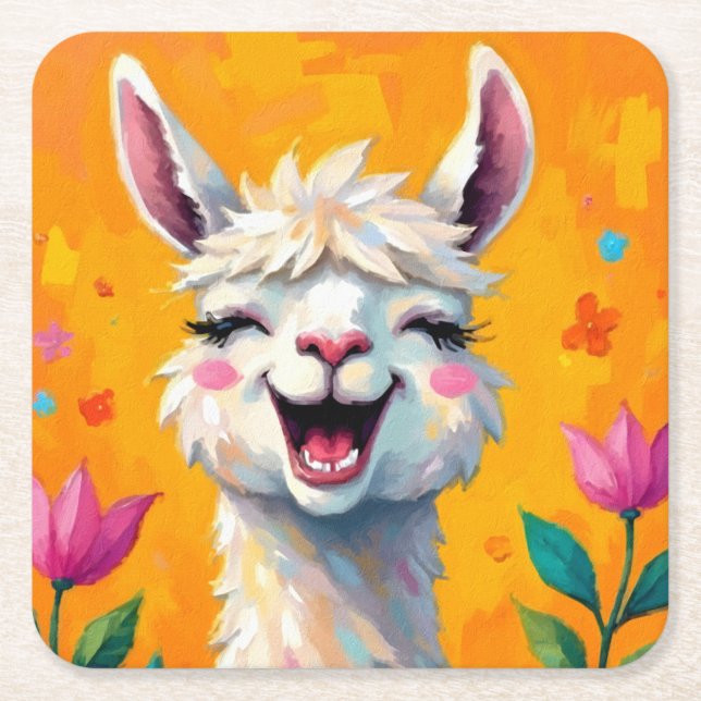 Llama Kärlek i Bloom Underlägg Papper Kvadrat (Framsidan)