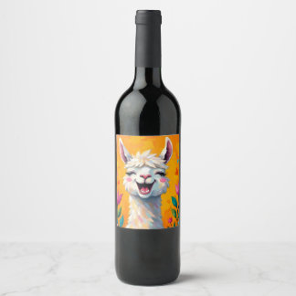 Llama Kärlek i Bloom Vinflaska Etikett