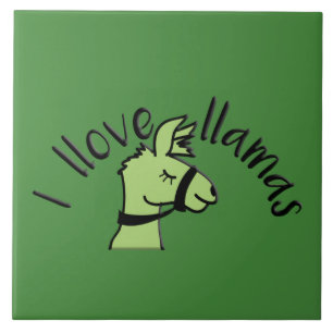 Llama Kärlek I Llove Llamas Grönt Kakelplatta