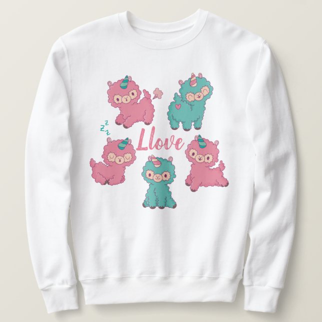 Llama Kärlek Lång Ärmad Tröja (Design framsida)