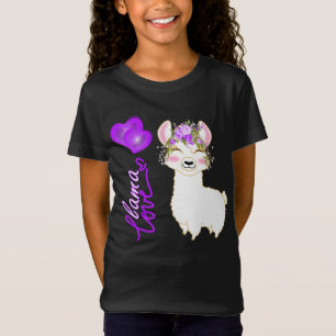 Llama Kärlek - Lila - Hearts T Shirt